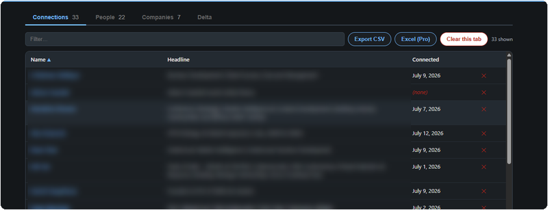 MassLink dashboard with export options